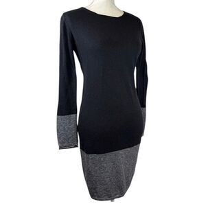 Philosophy Cashmere Blend Colorblock Shift Sweater Dress Black Size Small